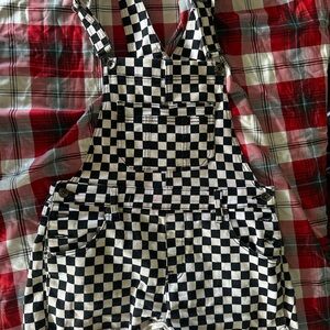 Blackheart Checkered Black & White Overall Shorts